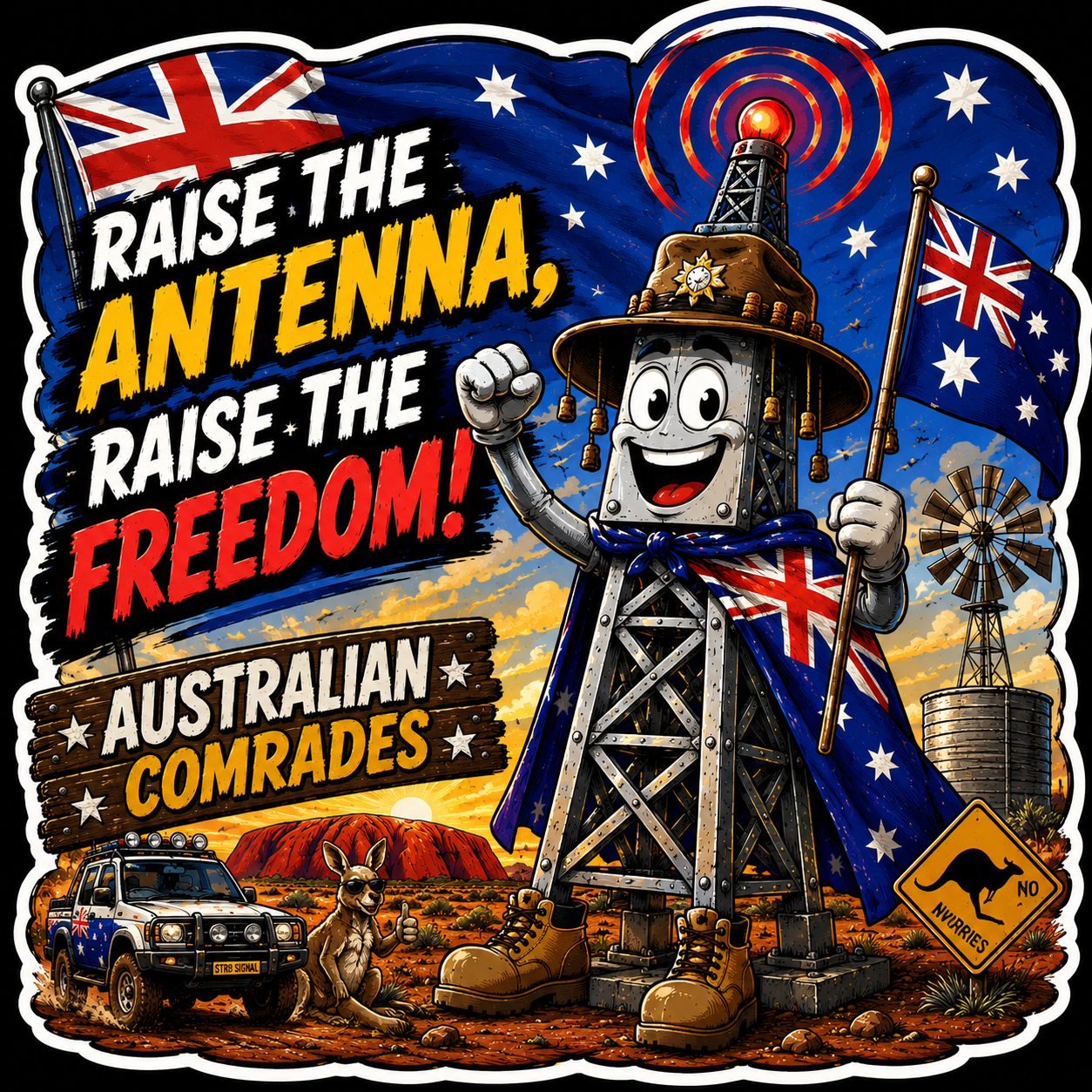 Raise The Antenna Raise The Freedom Australian Comrades Stickers