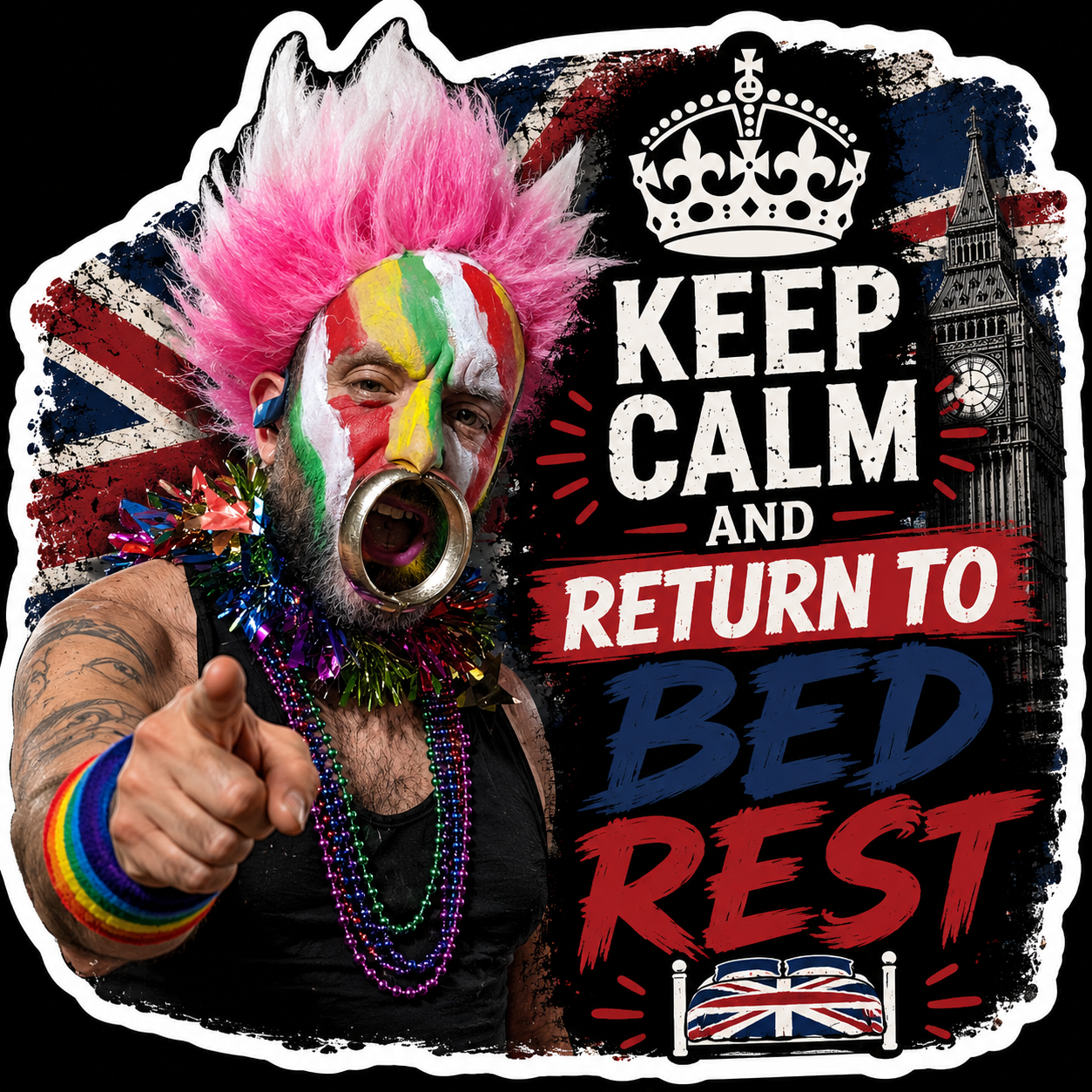 Keep Calm And Return To Bed Rest Sticker UK