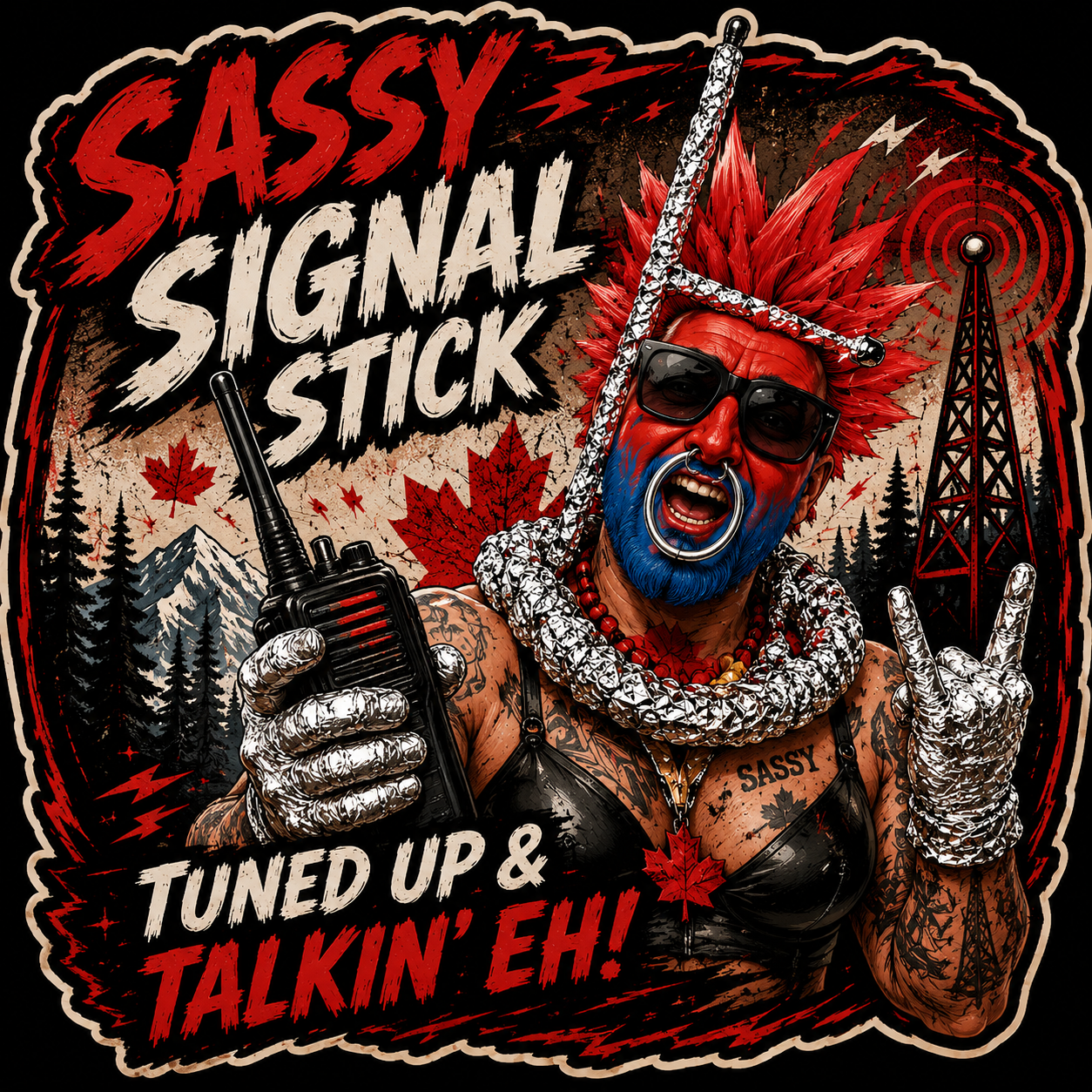 Sassy Signal Stick Tuned Up & Talkin' EH! Sticker