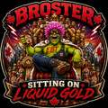 Broster Sitting On Liquid Gold Sticker