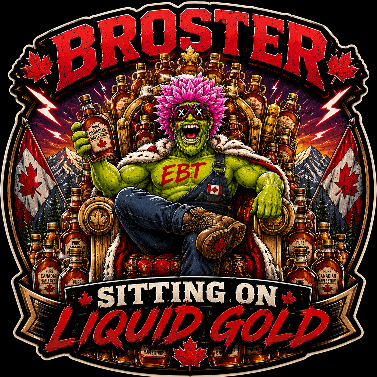 Broster Sitting On Liquid Gold Sticker
