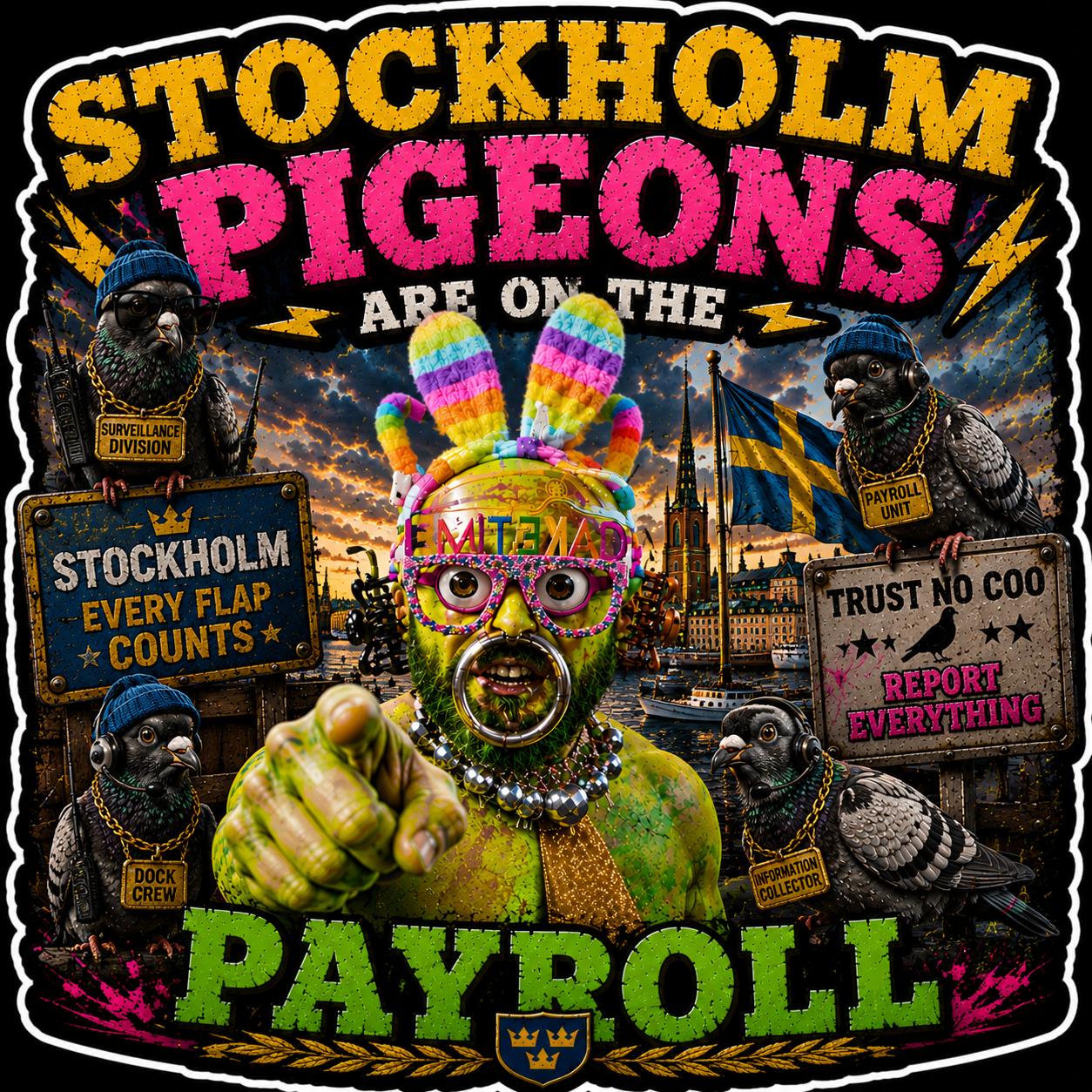 Stockholm Pigeons Are On The Payroll Sticker