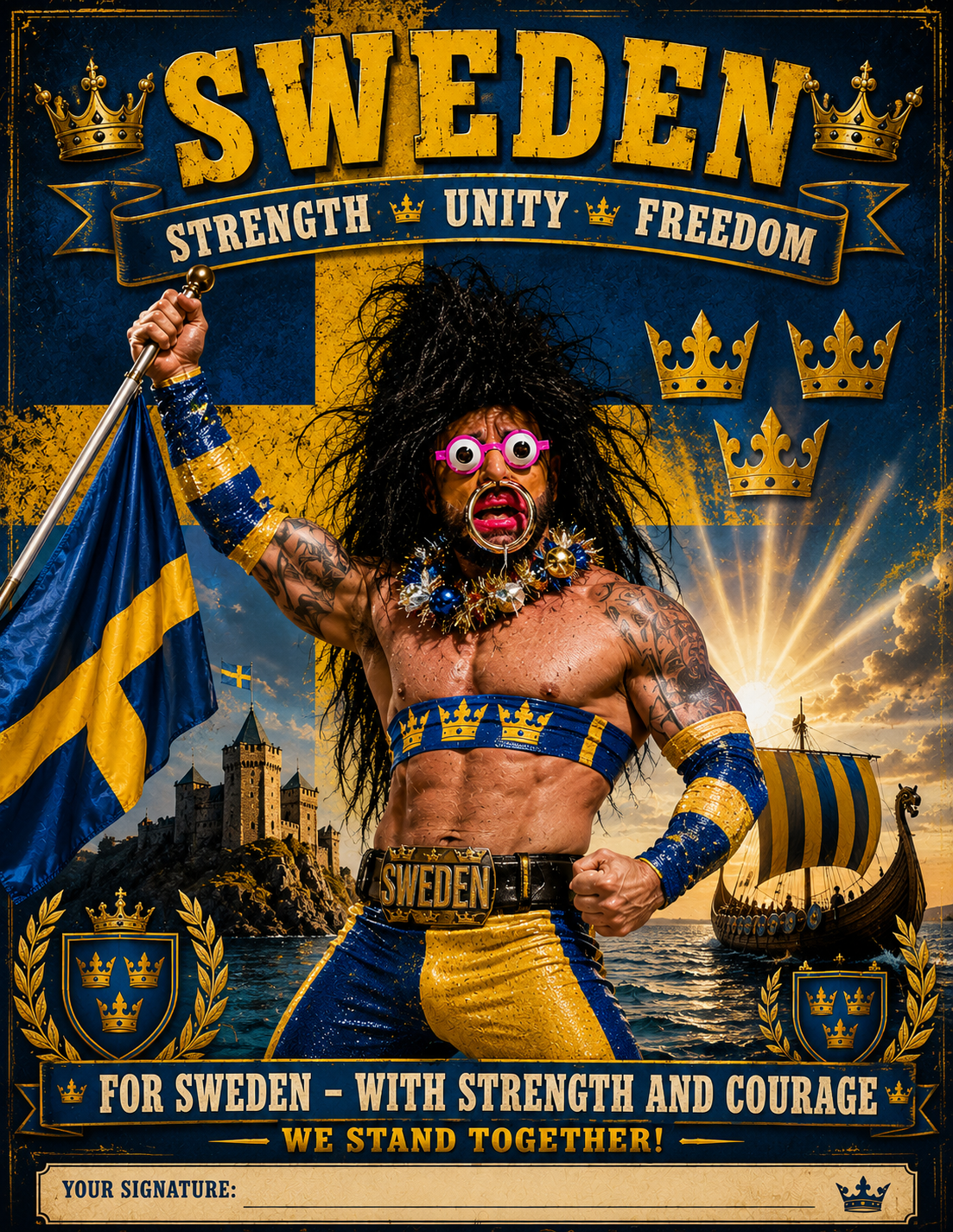 Sweden Strength Unity Freedom Signed Print