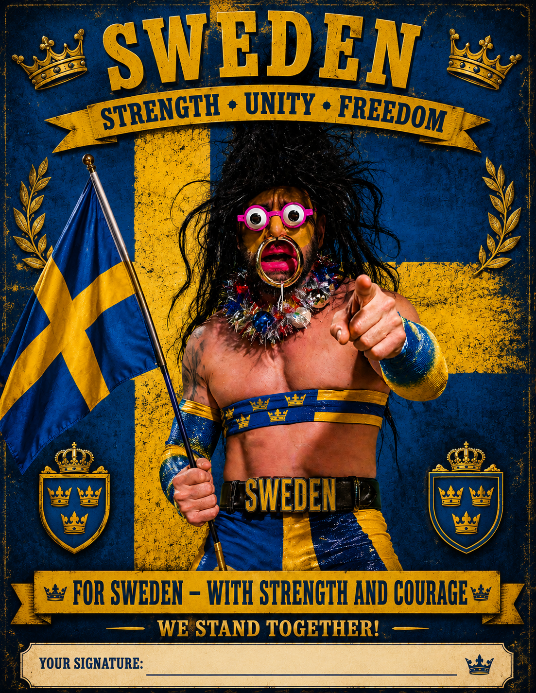 Sweden Strength Unity Freedom Signed Print