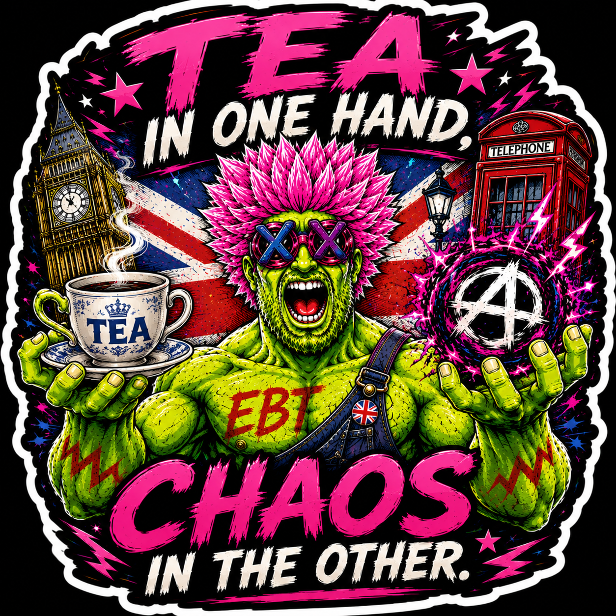 Tea In One Hand Chaos In The Other Sticker UK