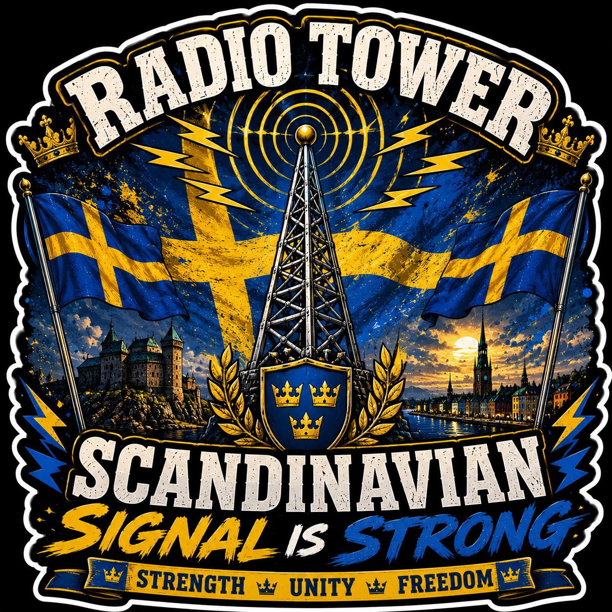 Radio Tower Scandinavian Signal Is Strong Sticker