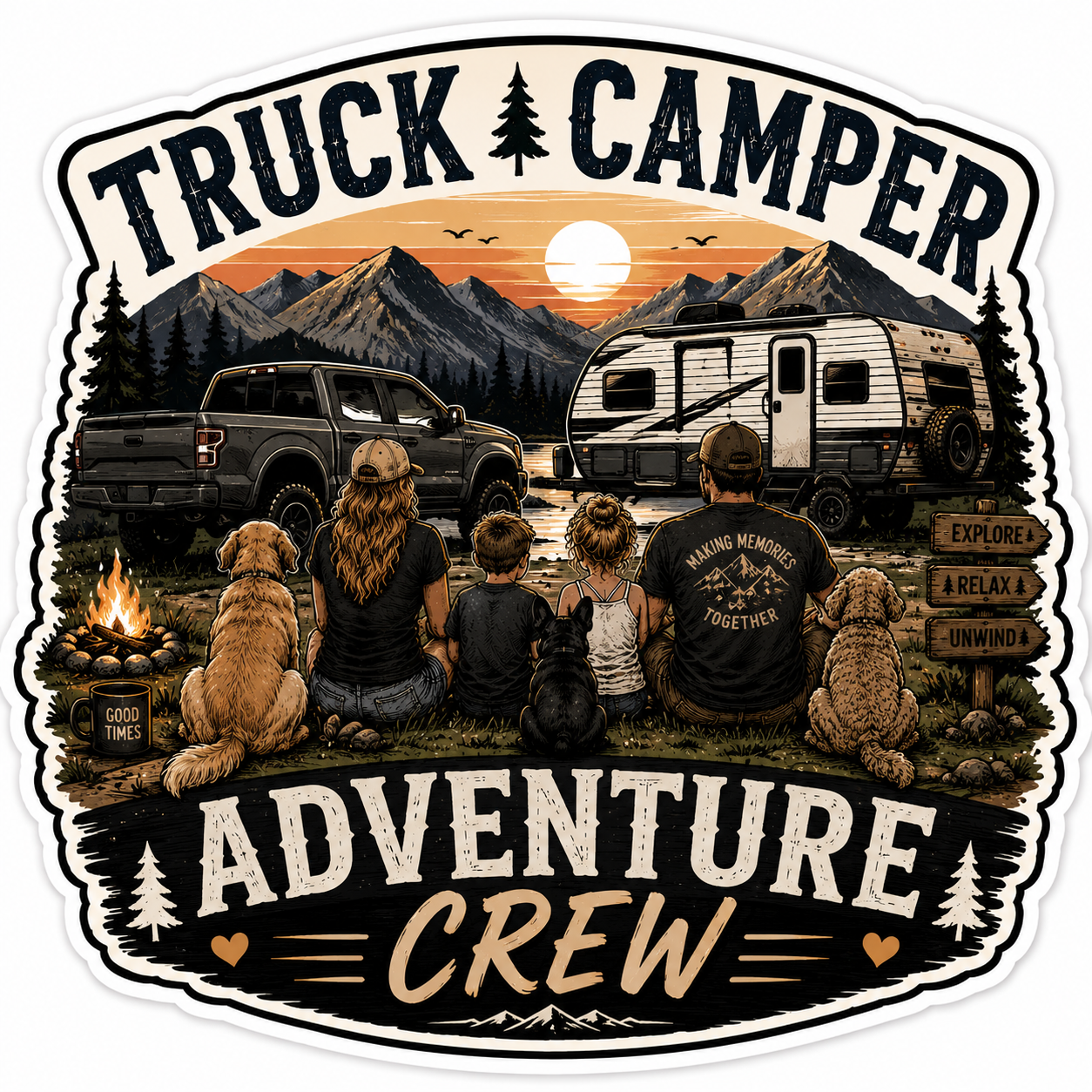 Truck Camper Adventure Crew Sticker