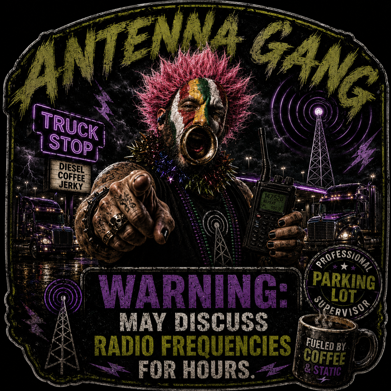Antenna Gang Warning May Discuss Radio Frequencies For Hours Sticker