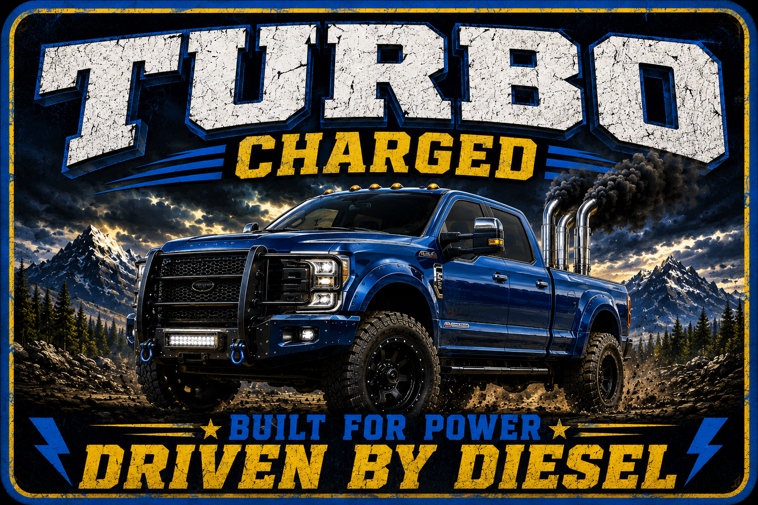 Turbo Charged Built For Power Driven By Diesel Sticker