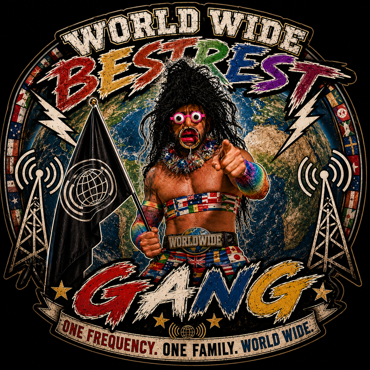 World Wide Best rest Gang One Frequency One Family World Wide Sticker